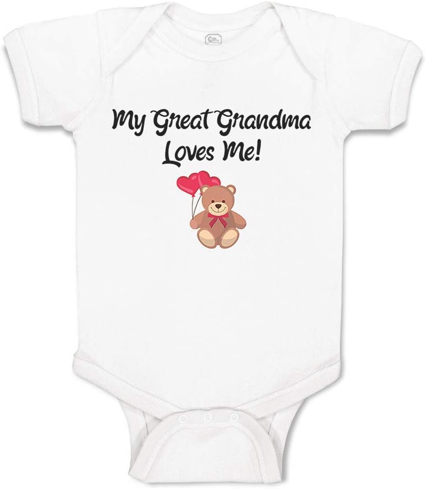 Cute Rascals Baby Bodysuit My Great Grandma Loves Me! Grandparents Boy & Girl Baby Clothes Funny Cotton A White Design Only 6 Months