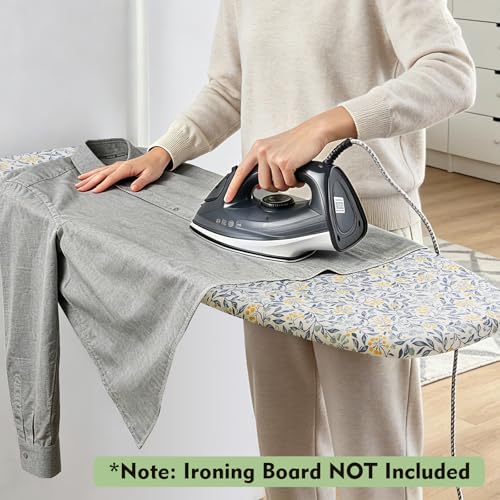 Image of Seiritex 14 x 42 inch Over the Door Ironing Board Cover, Heat Reflective and Thick Padding, with Hook and Loop Fasteners Wall Iron Board Cover (Flora Update Version)