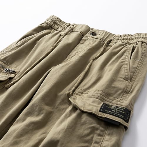 Men's Cargo Pants Casual Drawstring Elastic Waisted Outdoor Trousers with Multi Pocket3