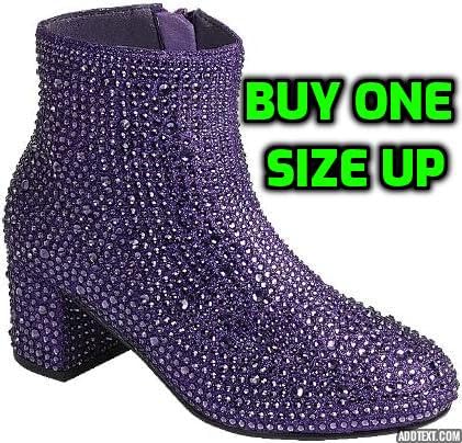 Forever Girls Rhinestone Boots Kids Low Heel Dress Booties Iceberg-12K Shoes Purple Rhinestone 12