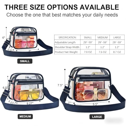 Image of USPECLARE Clear Bag for Stadium Events Clear Sports Fan Handbags Purses | Unisex 0.4 mm Thickened Waterproof PVC,Approved for Concerts,Game Days,Outdoor Events