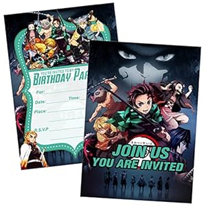 Kit créatif carte d’invitation anniversaire garçon en sur le thème du Demon Slayer pour Enfant Animaux Anniversaire…