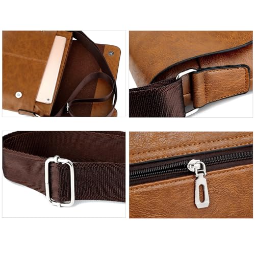 PORT&LOTUS Messenger Bags for Men - Small PU Leather Crossbody Bags3