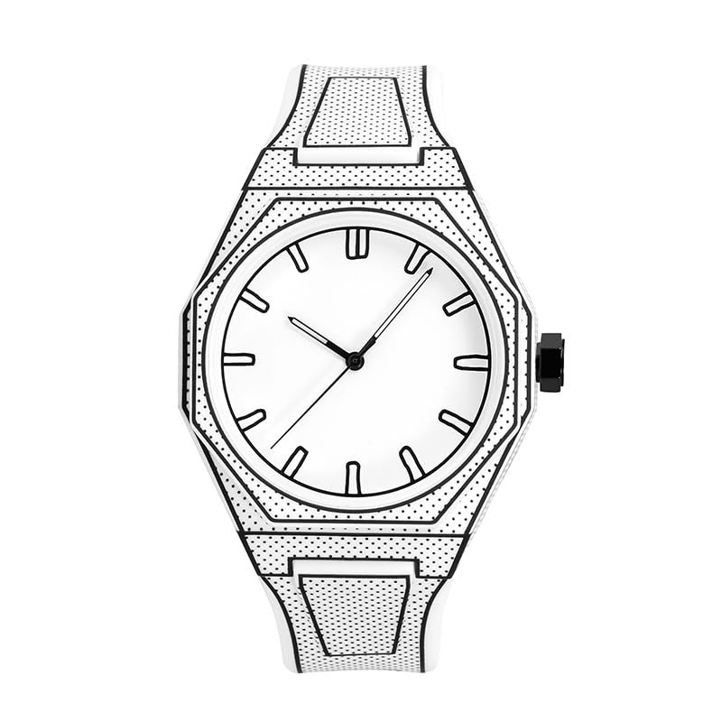 Image of 2D Sketch Watch for Men and Women Simple Analog Casual Wrist Watch with Unique Dial Design