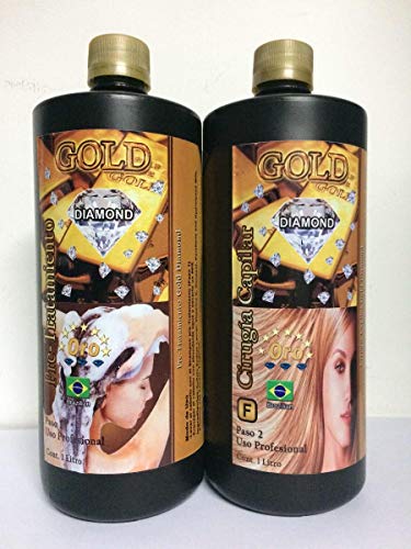 Cirugia Capilar Para El Cabello Gold Diamond Brasileño 1 Litro Shampoo y Tratamiento + Obsequio del Peine Alisador V
