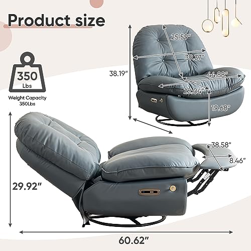 Sillón eléctrico reclinable redondo beige miniatura 2