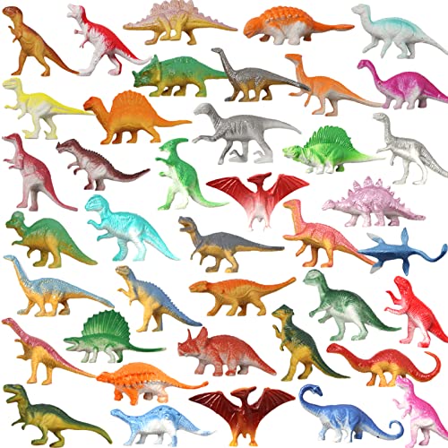 Figuras de dinosaurio, DOITEM Paquete de 40 Juguetes de Dinosaurio de Plástico para Niños, Niños Pequeños Cumpleaños Navidad Pascua Regalos Incluyendo T-rex Triceratops Stegosaurus