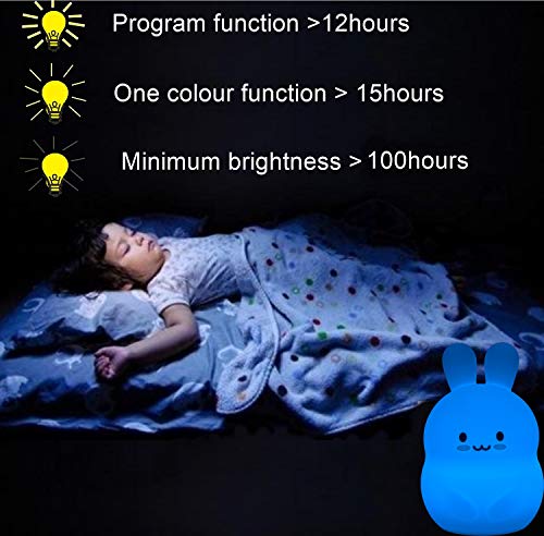 Image of Rabbit Night Lights for Kids, Babies Nursery Lamp, Kids lamp, Child Bedroom Bedside Lamp, Changeable Brightness & Color Children's Table Night-Lights, Holiday Gifts, Child Gift - Medium