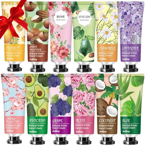 12 Pack Hand Cream for Dry Cracked Hands,Stocking Stuffers for Women,Christmas Gifts for Teengirls, Natural Hand Lotion Travel Size,Mini Lotion Gifts for Teacher
