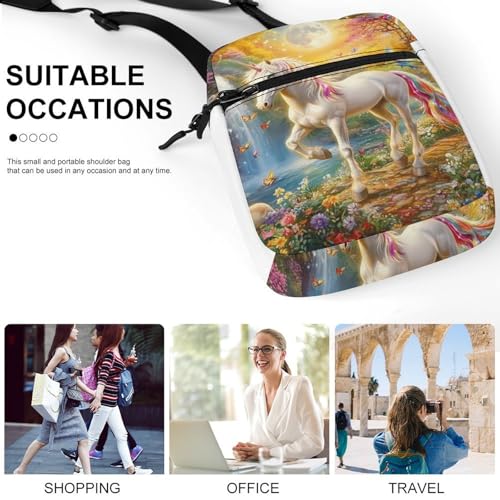 Unicorm with Rainbow Tail Women's Cute Small Mini Crossbody Bag Top Zip Sling Square Shoulder Bags4