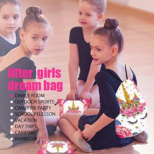 Rlgpbon Unicorn Gifts For Girl Drawstring Backpack/Makeup Bag/Unicorn Pendant Necklace/Bracelet/Hair Ties (Color 17) #TOP5