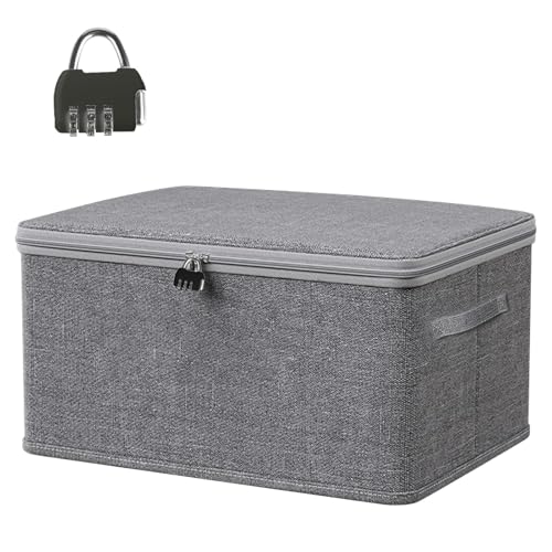iKALULA Abschließbare Box, Aufbewahrungsbox mit Deckel Stoff, 40x30x21cm...