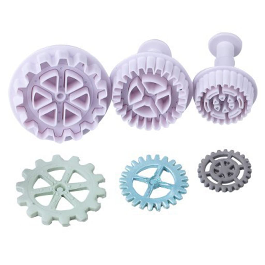 Nihenhao As Pic Shows Gear Shape Biscuit Stampers Retro Mechanical Gear Cutting Die Spring Mould Plastic Ant Cake Decoration Baking Moulds