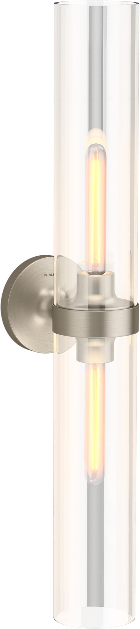 KOHLER Purist Bathroom Vanity Light Fixture, Wall Sconce Lighting, UL Listed, 2 Light - 29 in. H, Polished Nickel