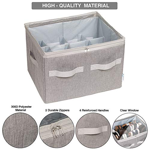 Moteph-Shoe-Organizer-for-Closet-Shoe-Storage-Organizer-for-Closet-Organization-with-Clear-Cover-Adjustable-Dividers-Shoe-Rack-Basket-Grey-Medium-16-Pairs Moteph Shoe Organizer for Closet Shoe Storage Organizer for Closet Organization with Clear Cover Adjustable Dividers Shoe Rack Basket Grey Medium 16 Pairs