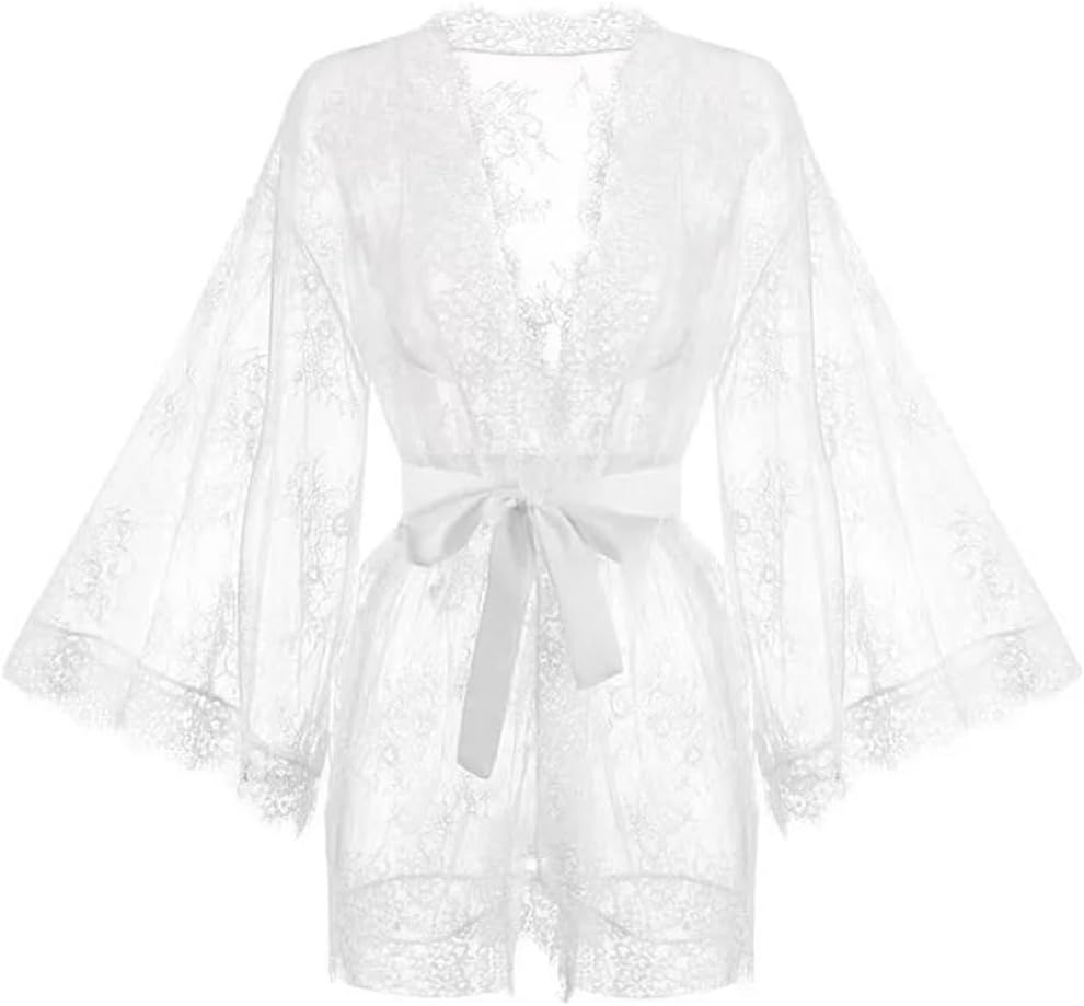 Women Lace Robe Sexy Sleepwear Lingerie Comfortable Home Wear Bathrobe For Daily Use