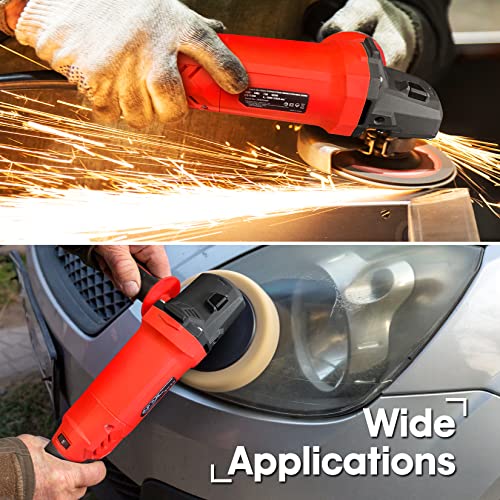 SHALL Angle Grinder Tool 7.5Amp 4-1/2 Inch, 6-Variable-Speed Grinders Power Tools, Electric Metal Grinder 12000 RPM w/ 2 Safety Guards, Cutting Wheels, Flap Discs, Non-Slip Handle for Metal/Wood thumbnail 7