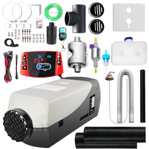 WAYSKA Diesel Heater 12V 5L Tank Diesel Heater 2KW Muffler Diesel Parking Heater with LCD Monitor & Remote Control for Trucks Trailer Boat and Motor-Home