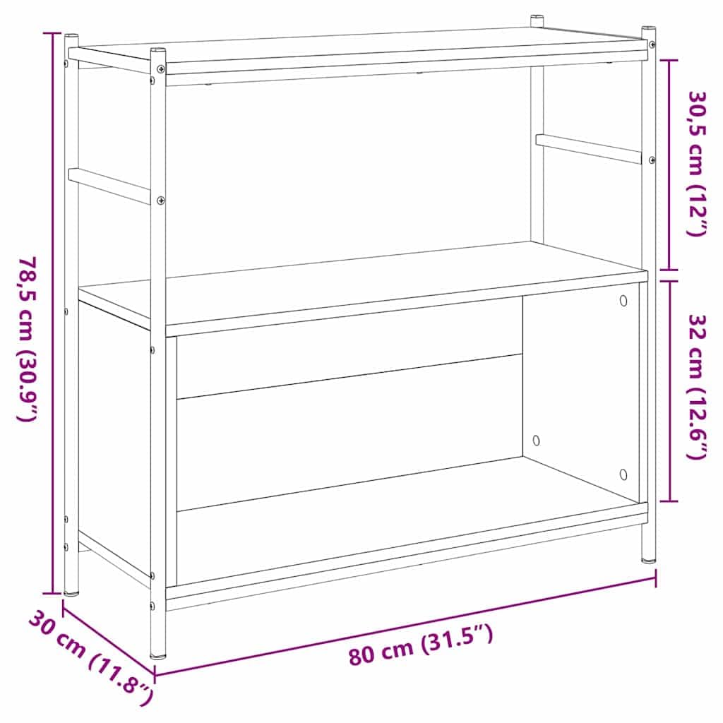 vidaXL Półka na książki 80 x 30 x 78,5 cm Drewno inżynieryjne | Ta biblioteka ma masę miejsca na książki, rośliny i dekoracje, świetna do poskromienia twojego zbioru,