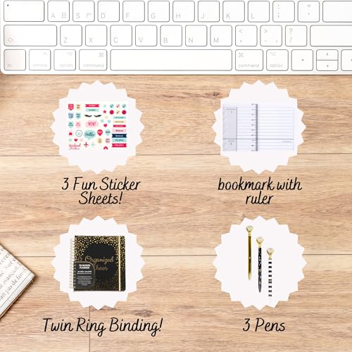 VOTUM 2025-2026 Monthly Large Planner- Daily, Weekly & Monthly Organizer with 3 Pens & Stickers - Organized Chaos Black, January 2025 to June 2026, Stylish & Durable