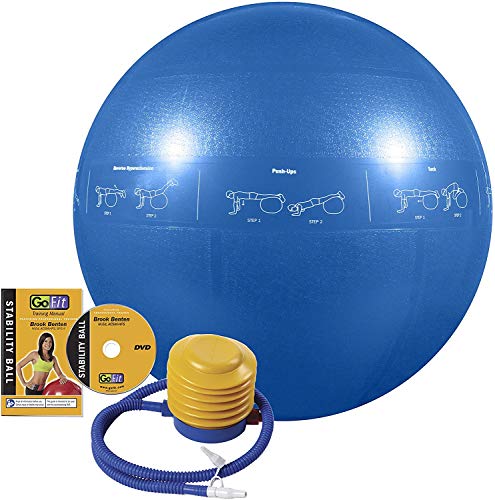 GoFit ProBall Stability Ball for Yoga, Fitness, Balance, Exercise Ball, Blue 55 cm