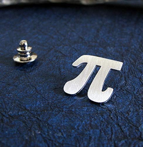 Pi Math Symbol Sterling Silver Tie Tack Lapel Hat Brooch Pin Handmade in USA