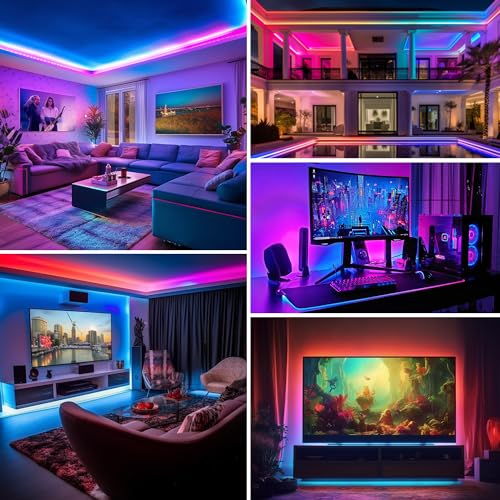 Image of WS2812B RGB LED Strip, Individually Addressable LED Strip, Chasing Effects Dream Color 5050SMD 3.2FT 144 LED Pixel Strip Rope Light DC 5V (White PCB 1M 144Pixels /m Waterproof IP67)