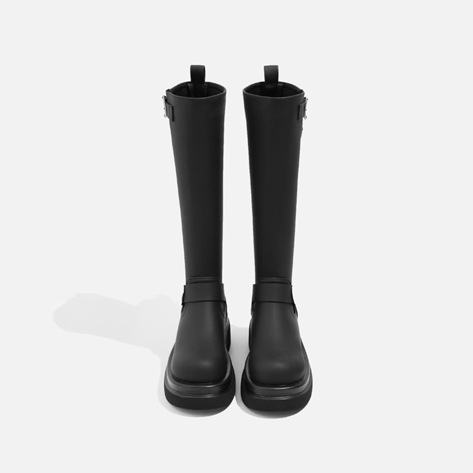 Botas A Media Pantorrilla Mujer Tacón Grueso con Cremallera Estilo Montar para Otoño Invierno Streetwear Y Trabajo Cuero Sintético Ajuste Cómodo