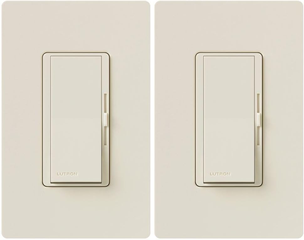 LutronDVWCL-153PH-2-LA Diva LED+ Dimmer Switch with Wallplates, 2 Pack, Light Almond