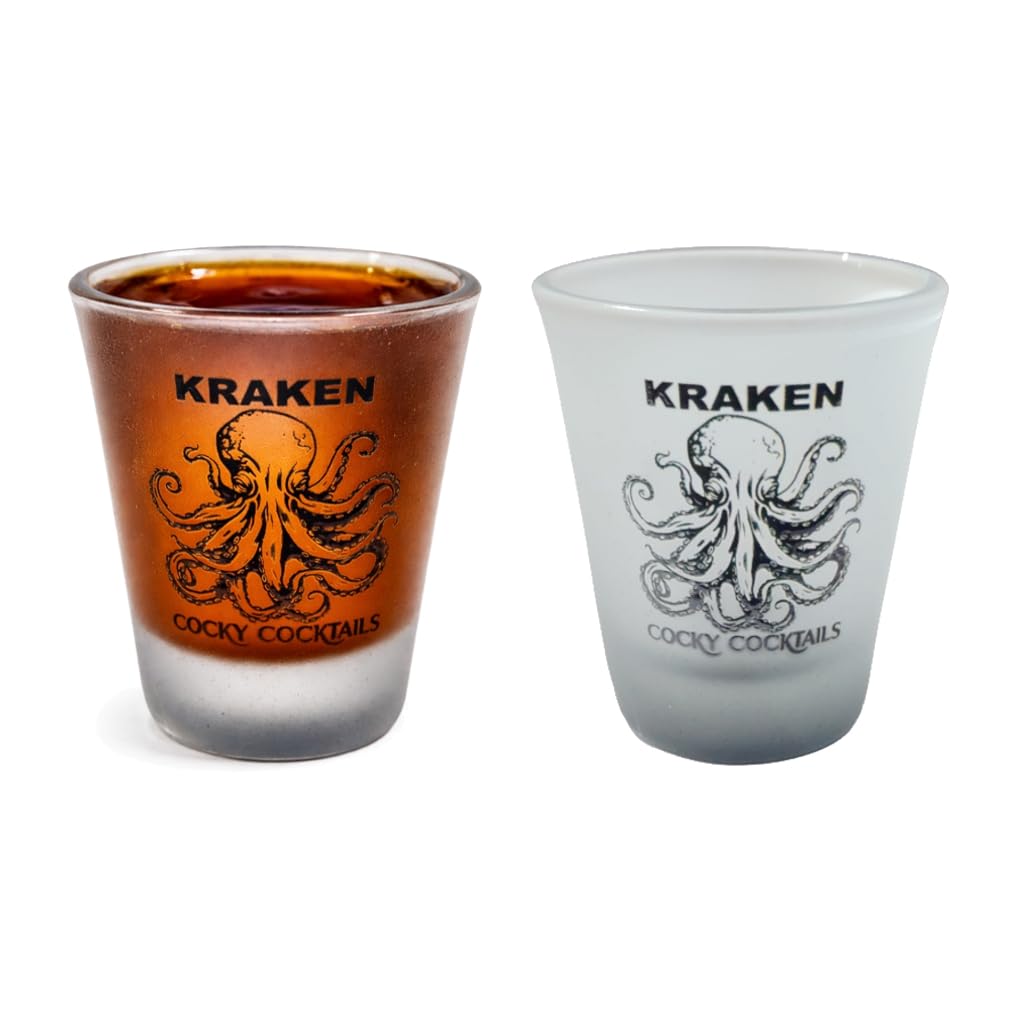 Cocky Cocktails - Bicchierini da shot dritti Kraken Rum (confezione da 2)