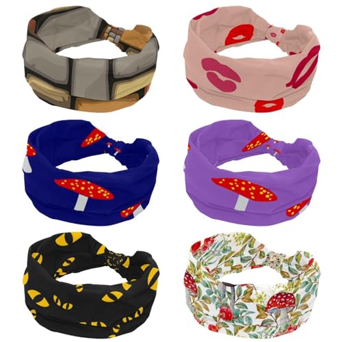 Lot de 6 bandeaux larges pour femme imprimé notes de musique pour sport et yoga