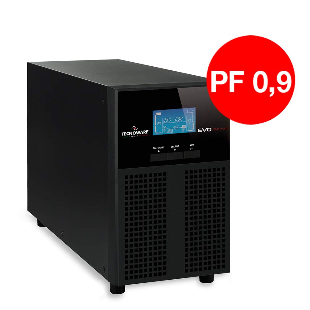 1kVA UPS 900W, Tecnoware EVO DSP PLUS 1.0 MM HE, PF 0.9, Online Smart Rack/Tower UPS, 2×12V 9Ah Batteries – Reliable Power Protection for Home & Office