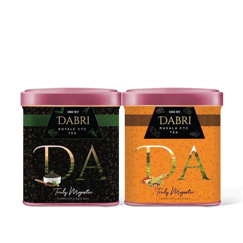 Image of Dabri Royale CTC Tea & Masala Tea chai Premium 80 gm Tin Box Combo (2 Tin Boxes) |Pure Natural Leaf |Premium Organic Blend |Boosts Energy, Immunity & Metabolism |Supports Weight