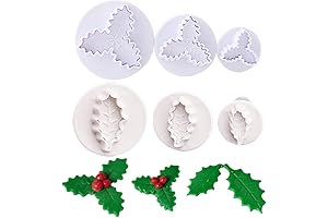 Christmas Holly Leaf Plunger Cutter Set of 6