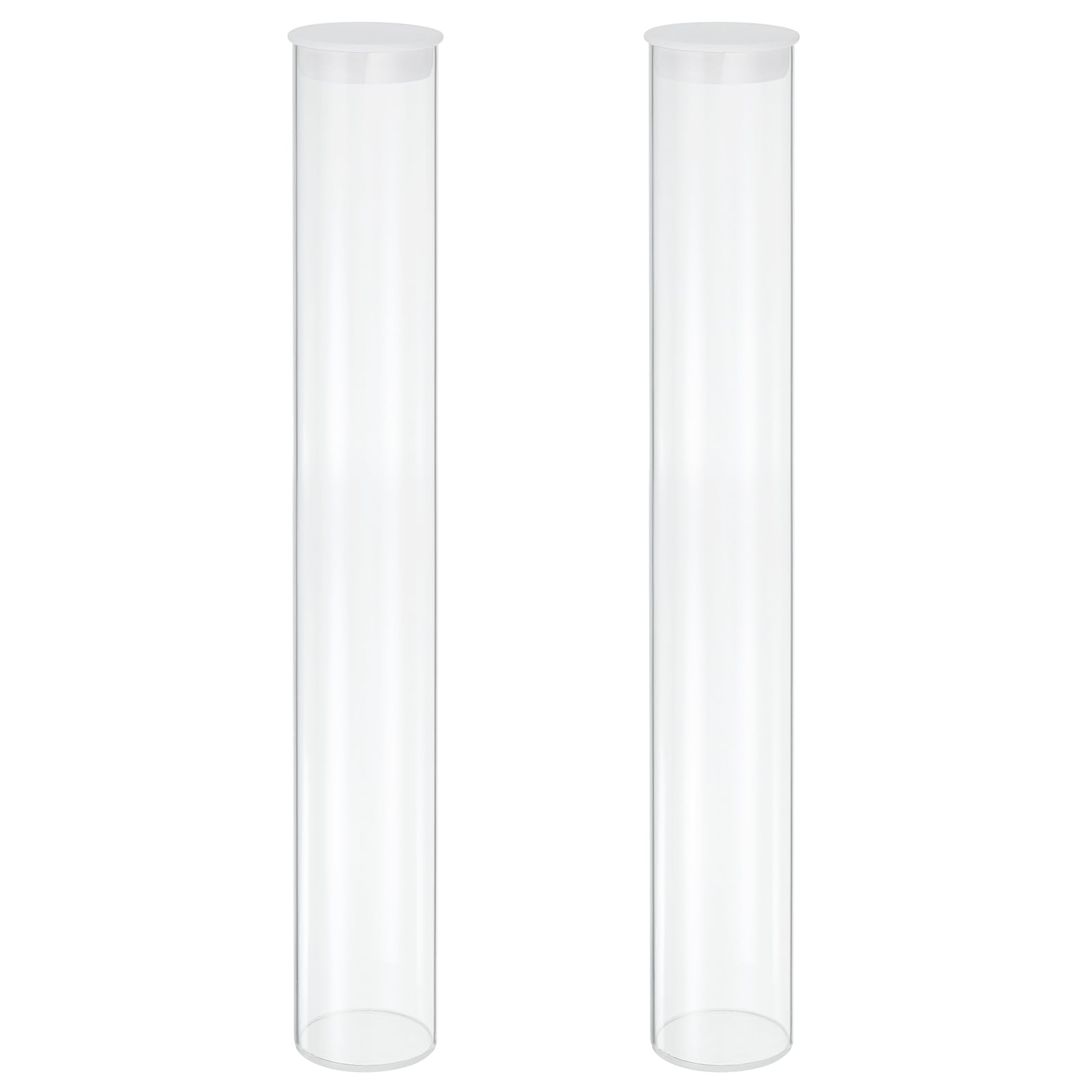 MECCANIXITY Transparent Plastic Storage Tubes, 2" x 14"(50x350mm) Polycarbonate Clear Rigid Round Storage Tubing with Black Lid, 2 Set