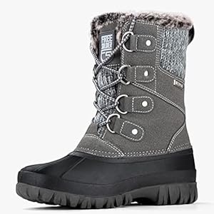 FREE SOLDIER Women’s Waterproof Winter Cold Weather Snow Boots for Women Outdoor Fashion Duck Boots Comfortable Insulated(Grey 8)