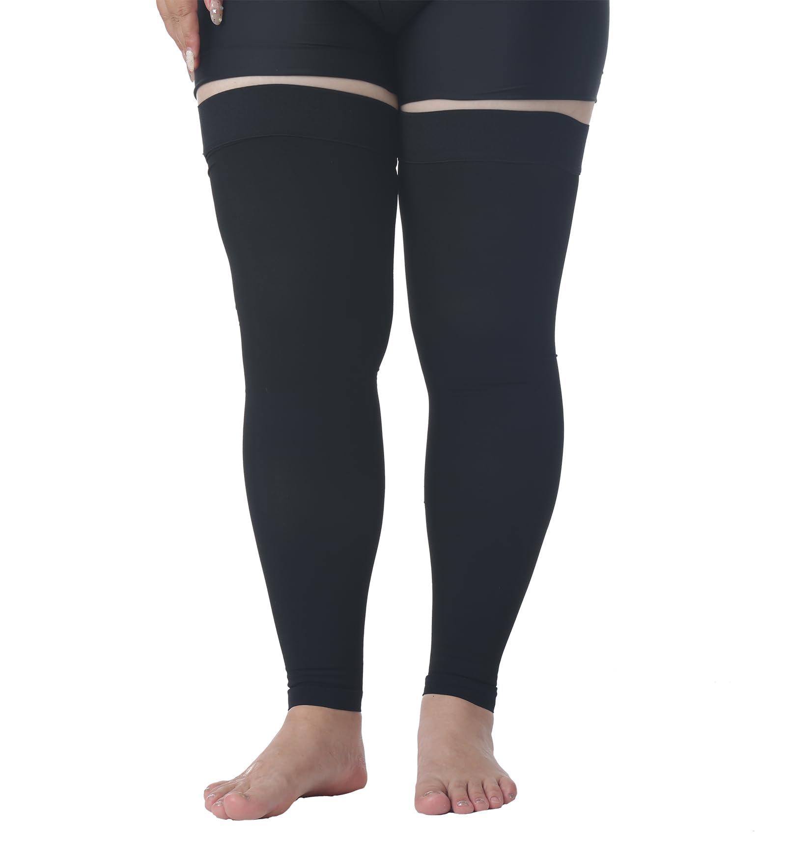 MGANG Plus Size 5XL Extra Wide Ankle and Silicone Band, 15-20 mmHg Medical Compression Stockings for Men & Women, Full Leg Support for Varicose Veins,