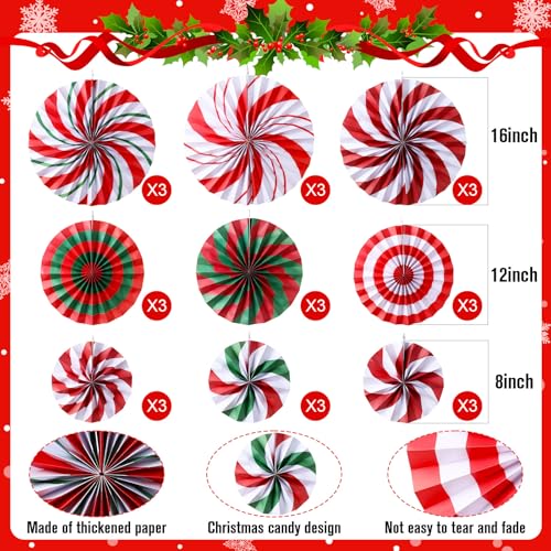 Image of Outus 27 Pcs Christmas Hanging Decorations Candy Paper Fans Peppermint