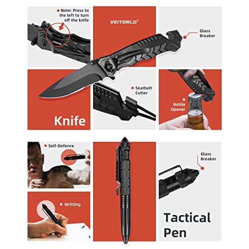 Image of VEITORLD Gifts for Men Dad Husband Him Fathers Day, Survival Gear and Equipment 12 in 1, Survival Kits, Cool Unique Fishing Hunting Anniversary Birthday Gifts for Him Teen Boy Boyfriend Women