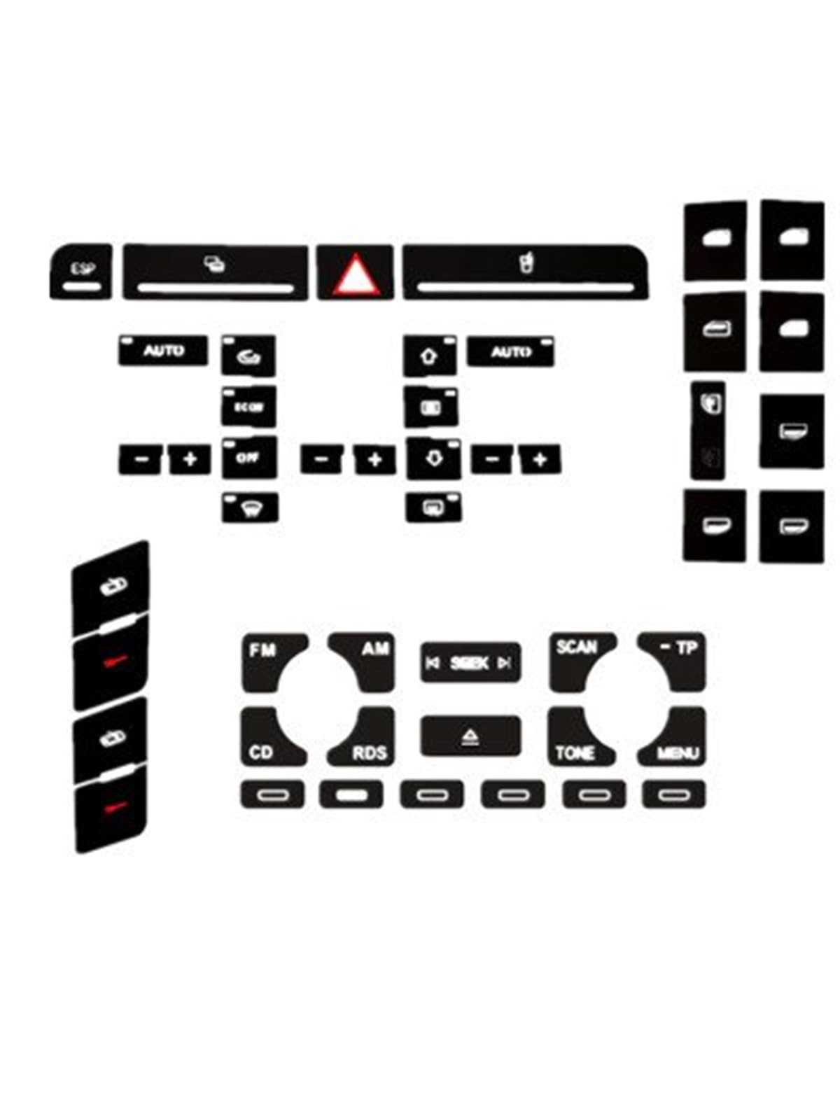 Button Trim Compatible with A4 B6 B7 2000 2001 2002 2003 2004 2005 2006 2007 2008 Car Dashboard ESP Button Air Conditioning Button Power Window Switch Button Sticker(Set Type C)