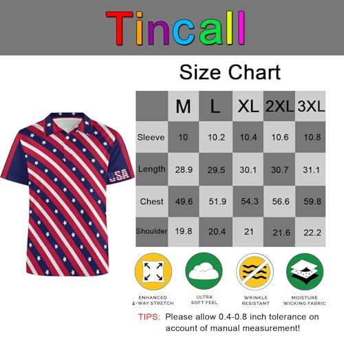 Polo para Hombre Tincall Dry Fit, Manga Corta, Performance 4 Way Stretch con Protección UPF 50 miniatura 6