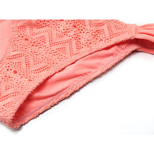 Image of SHEKINI Girls Bathing Suit Ruffles Flounce Swimsuit Crochet Two Piece Bikini Set