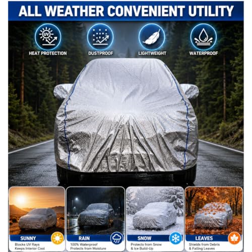 Image of Premium Waterproof Car Cover for Xcent | Soft Cotton Lining Heavy Duty Triple Stitched Heat Resistant Outdoor Cover Comes with Mirror and Antenna Pocket Full Bottom Elastic (Zig Zag Silver)