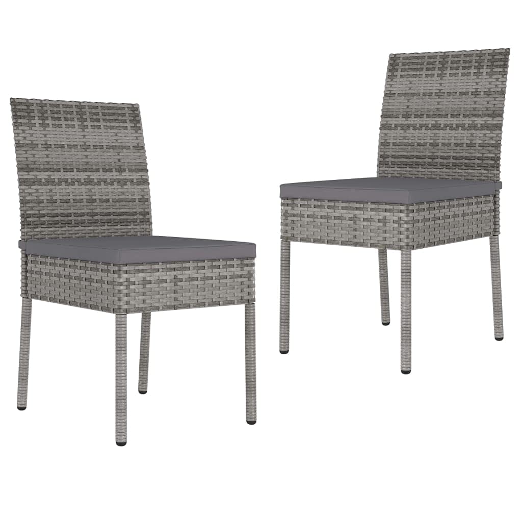Chaises de jardin en rotin synthétique gris avec coussin Lot de 2