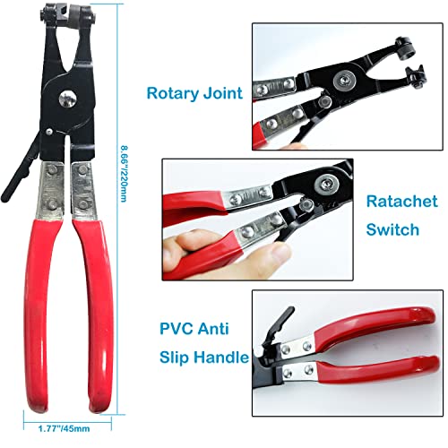 Peromi 210Pcs 7-25Mm Spring Band Hose Clamps With Swivel Flat Hose Clamp Plier Assortment Kit, Spring Band Type Fuel Line Silicone Vacuum Hose Steel Clamp,Low Pressure Air Clip Clamp #TOP2