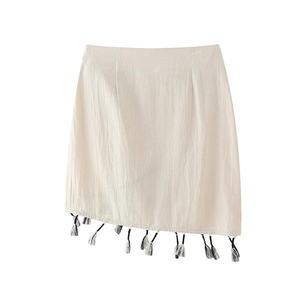 Mini jupe de golf à pompons irréguliers pour femme - Taille haute