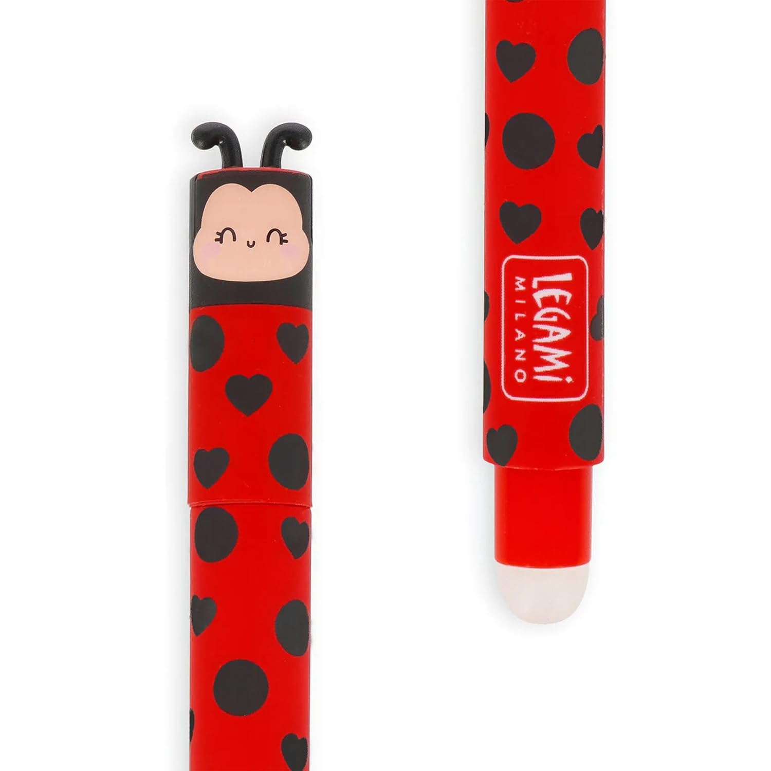 LEGAMI Set di 15 penne gel cancellabili inchiostro termosensibile 0,7 mm disegni animali coccinella mostro tigre