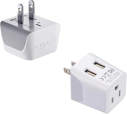 Ceptics - Adaptador de viaje para Estados Unidos, tipo A, carga varios dispositivos a la vez, Estados Unidos, Canadá, Japón, paquete múltiple, para disponible en Yaxa Colombia