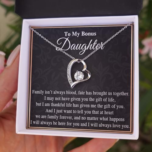 Larvincy Bonus Daughter Gifts from Stepdad Stepmom With Heartfelt Message & Elegant Box - Jewelry Gifts For Stepdaughter, To My Bonus Daughter Necklace On Birthday Graduation Wedding Christmas & More2