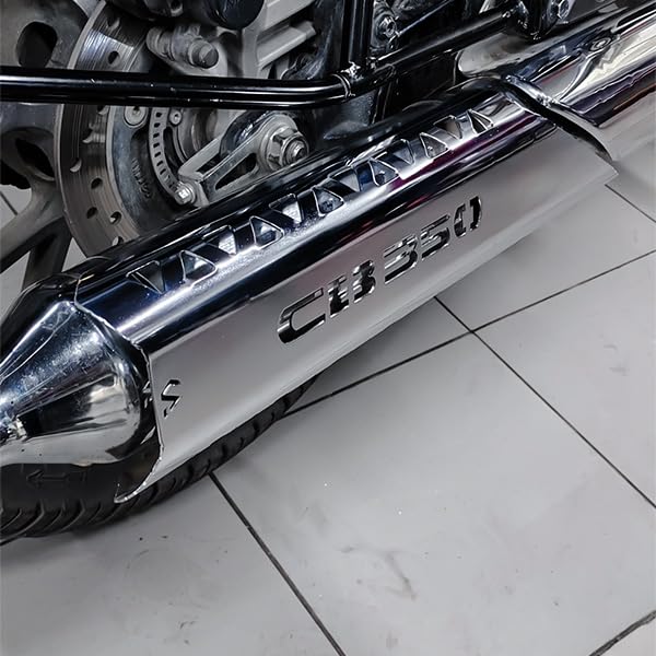 Image of Exhaust Guard | Heat Shield Cover | Exhaust Protector Compatible with Honda CB350 (Pack of 1) (Silver)